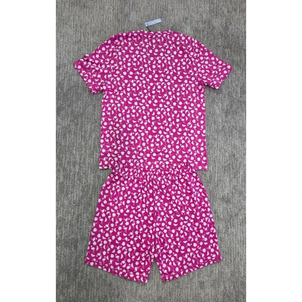 Cosabella Mens Pink Flamingo Seashell Print Pajama Set V-Neck Top Shorts NEW